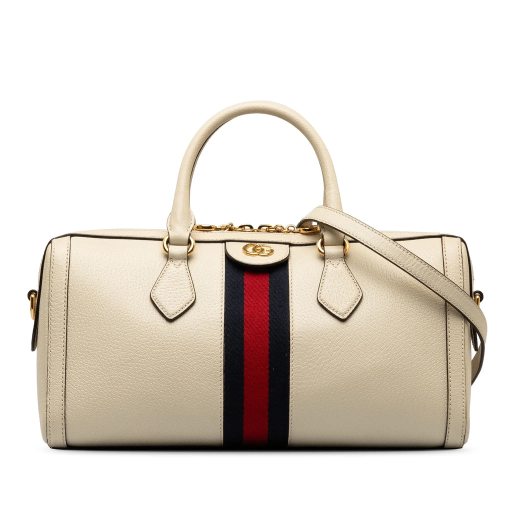 Pre-Owned Authenticated Gucci Ophidia Satchel Calf Leather White Unisex (Good)