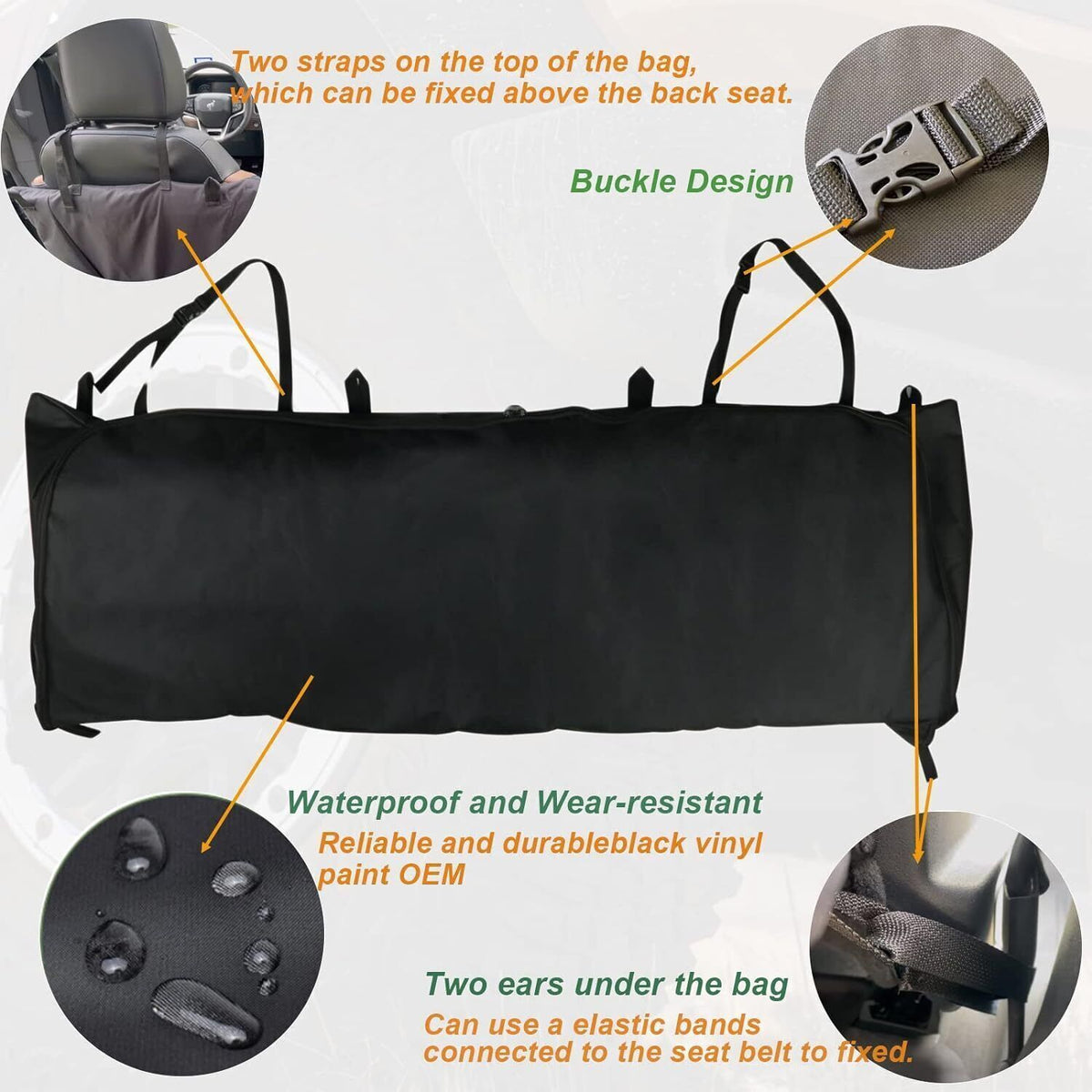 Black Soft Top Window Storage Bag For Ford Bronco 4 Door Accessories 2021-2023