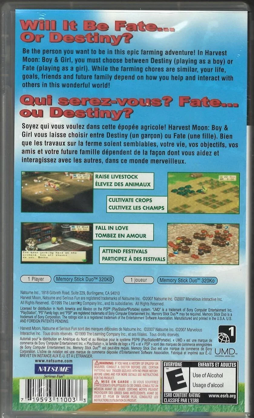 Harvest Moon: Boy & Girl PSP (Brand New Factory Sealed US Version) PSP, Son-719593110033