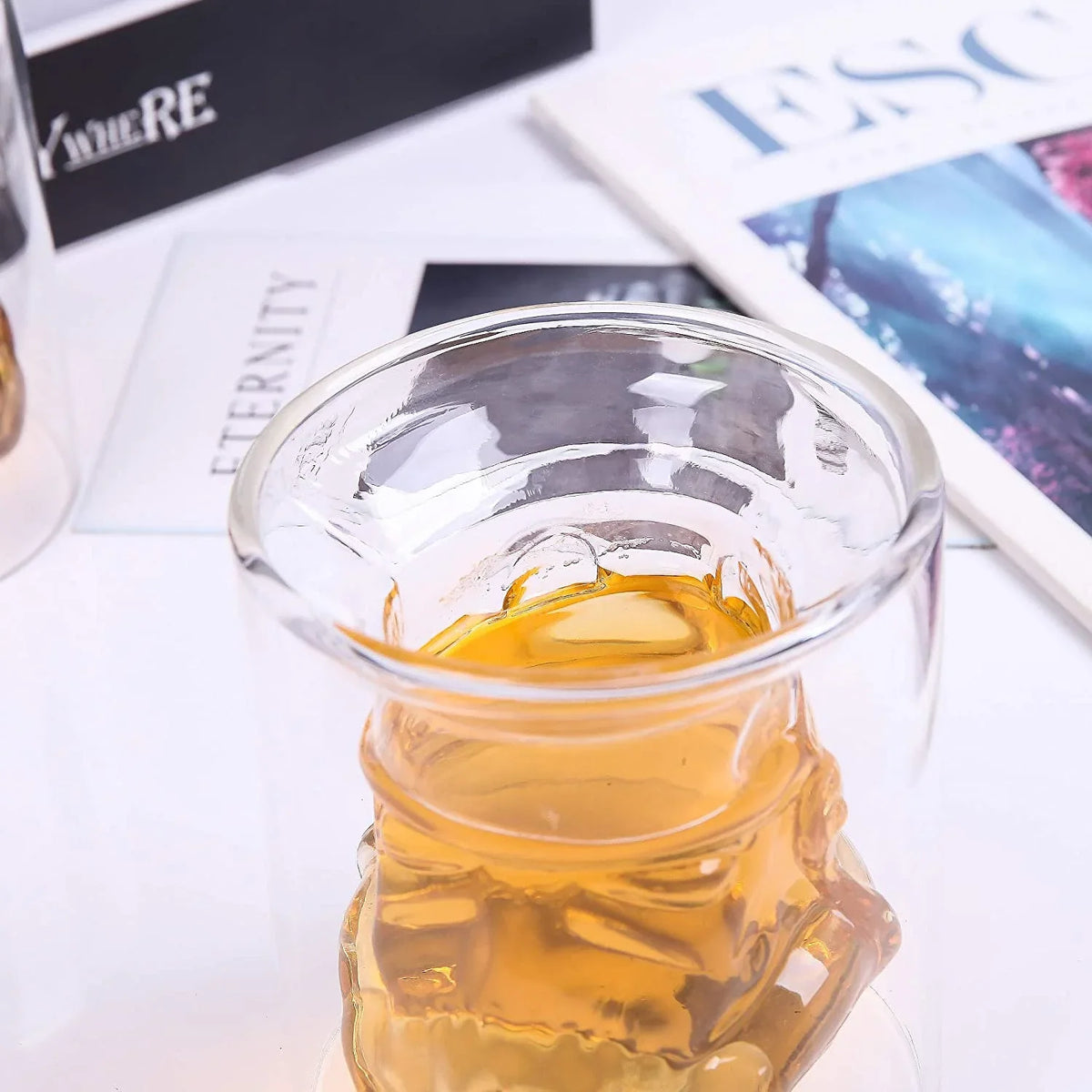 VI AI Double Wall Fluid Glasses, Whiskey Glasses, Cocktail Glasses, Old Fashioned Glass Double Wall Rocks Glasses for Drinking Bourbon, Scotch Whisky, Cocktails, Cognac 150ML
