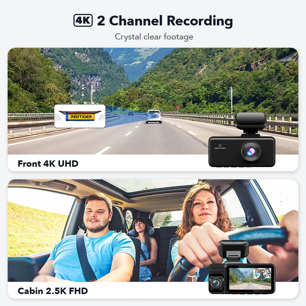 REDTIGER Dash Cam 3 Channel, DashCam Front and Rear with 5G WiFi GPS, Dash Camera Three Way with 3 inch IPS Monitor Free 64GB Card, Triple Car Camera with IR Night Vision, Vehicle