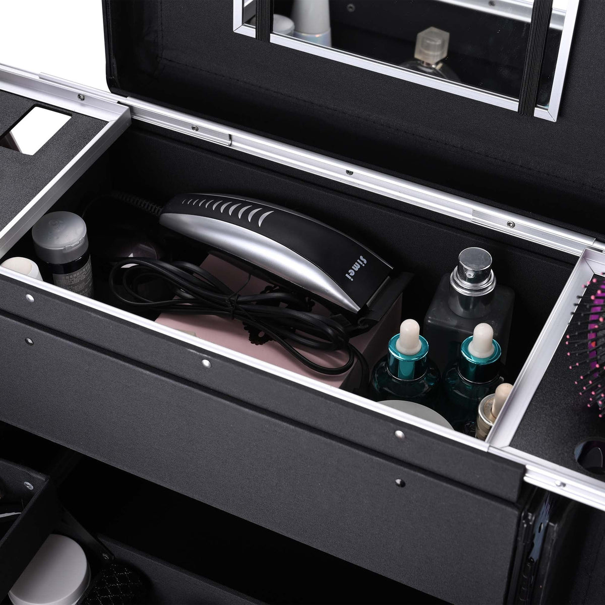 Byootique Rolling Makeup Case Trolley Cosmetic Organizer Hair Stylist Salon