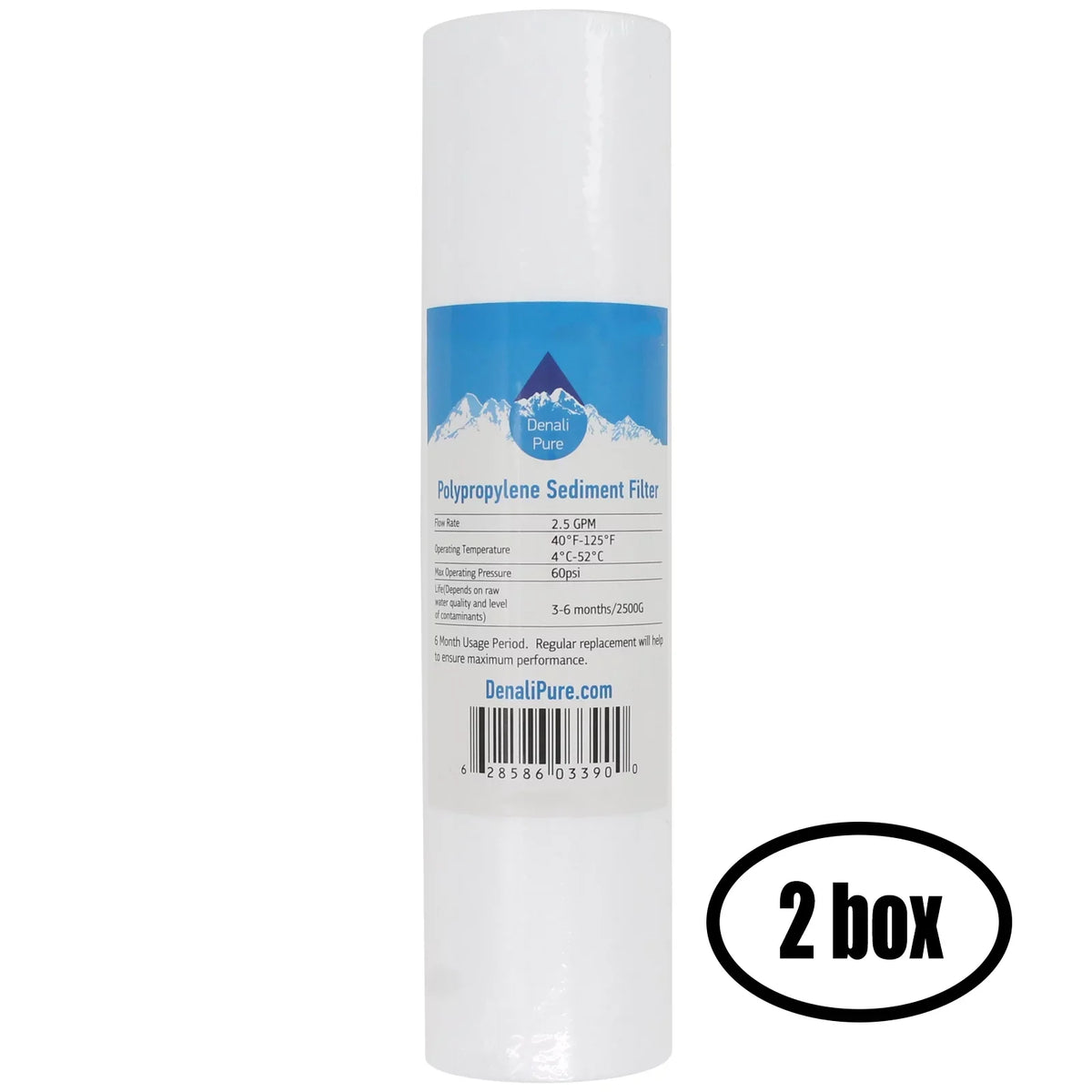 2 Boxes of Replacement for AMPAC USA APRO-ALK Polypropylene Sediment Filter - Universal 10-inch 5-Micron Cartridge for AMPAC USA REVERSE OSMOSIS 5 STAGE ALKALINE FILTER - Denali Pure Brand
