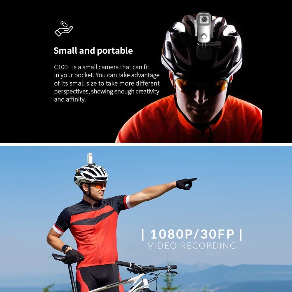 SJCAM C100 Action 1080P30fps Digital Video 30M Fluid Magnetic Body Built-in Battery WiFi Connection APP Sharing with Fluid Case Back Clip Lanyard