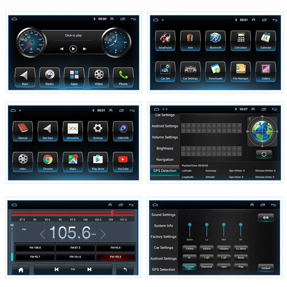 kydely 10 Inch On-Board Android 9.1 GPS Wifi Dual Din Touch Monitor Player Navigation
