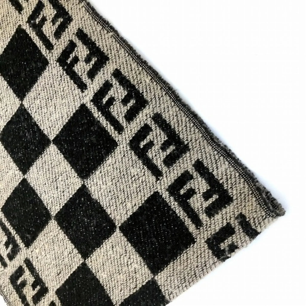 Pre-Owned FENDI Zucca pattern fringe block check brand accessory scarf men's (Good)