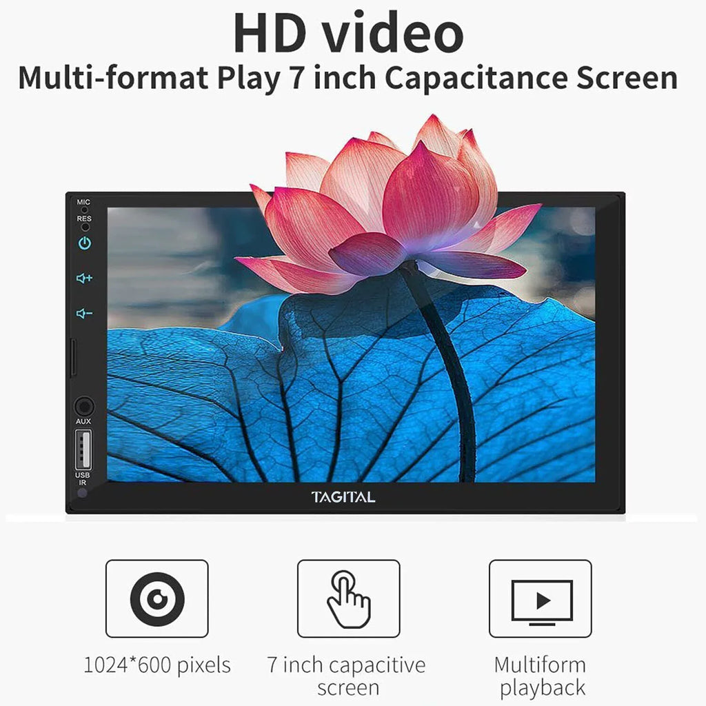 Tagital Double Din Car Stereo Carplay &Android Auto, 7 Inch HD LCD Touch Monitor with Bluetooth, MP5 Player, Backup Camera, Mirror Link