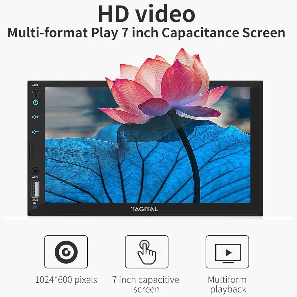 Tagital Double Din Car Stereo Carplay &Android Auto, 7 Inch HD LCD Touch Monitor with Bluetooth, MP5 Player, Backup Camera, Mirror Link