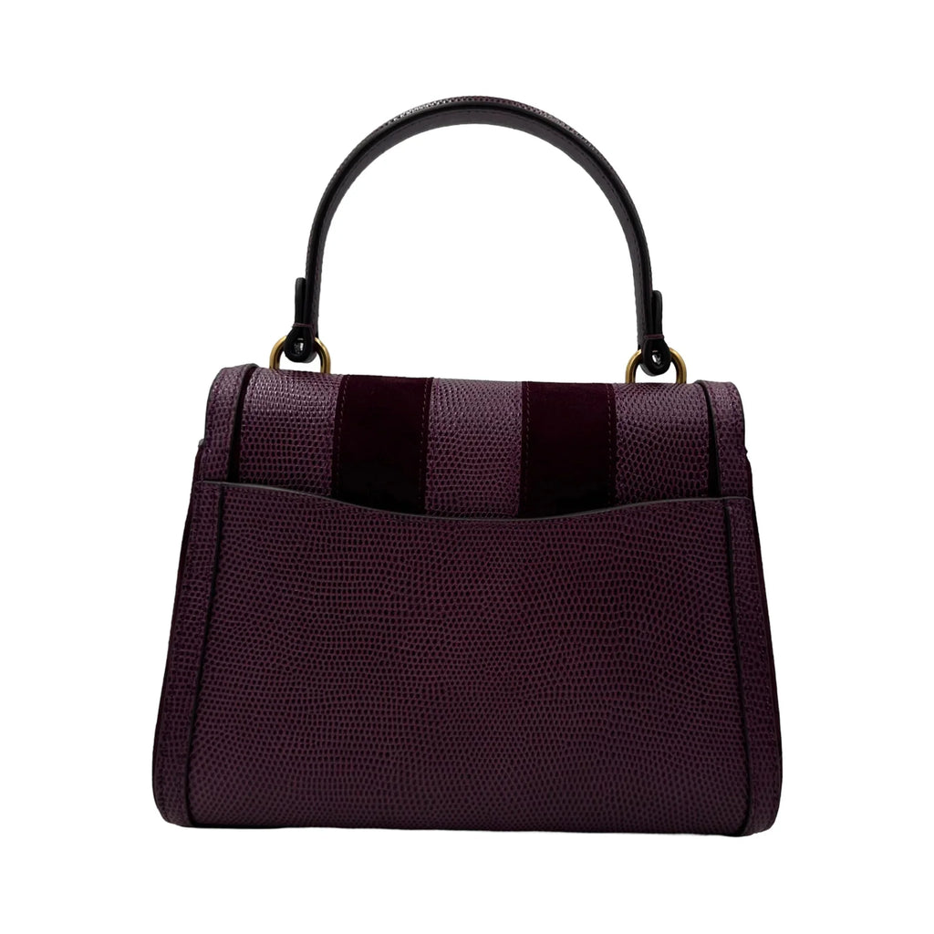 Kate Spade Katy Striped Lizard-embossed Small Top-handle Bag - Burgundy
