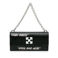 Pre-Owned Authenticated Off-White Jitney Quote Wallet on Chain Calf Leather Black Shoulder Bag Unisex (Like New)