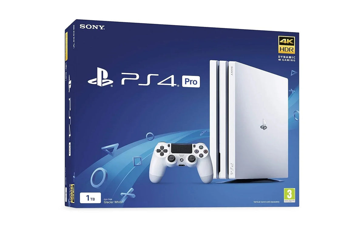 PlayStation 4 Pro 1TB Gaming Console Glacier White Headset With BOLT AXTION Cleaning Kit Bundle Like New