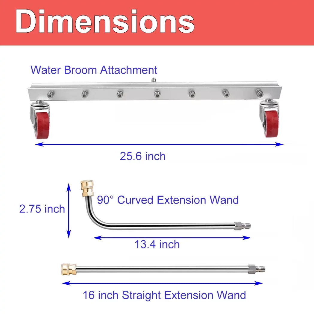 iMeshbean 25.6 Inch Pressure Washer Liquid Broom Surface Cleaner 4000 PSI Power Broom Sweeper with 7 Nozzles and 2 Extension Wand for Concrete Driveway Sidewalk Deck, Roof，Floor Cleaning