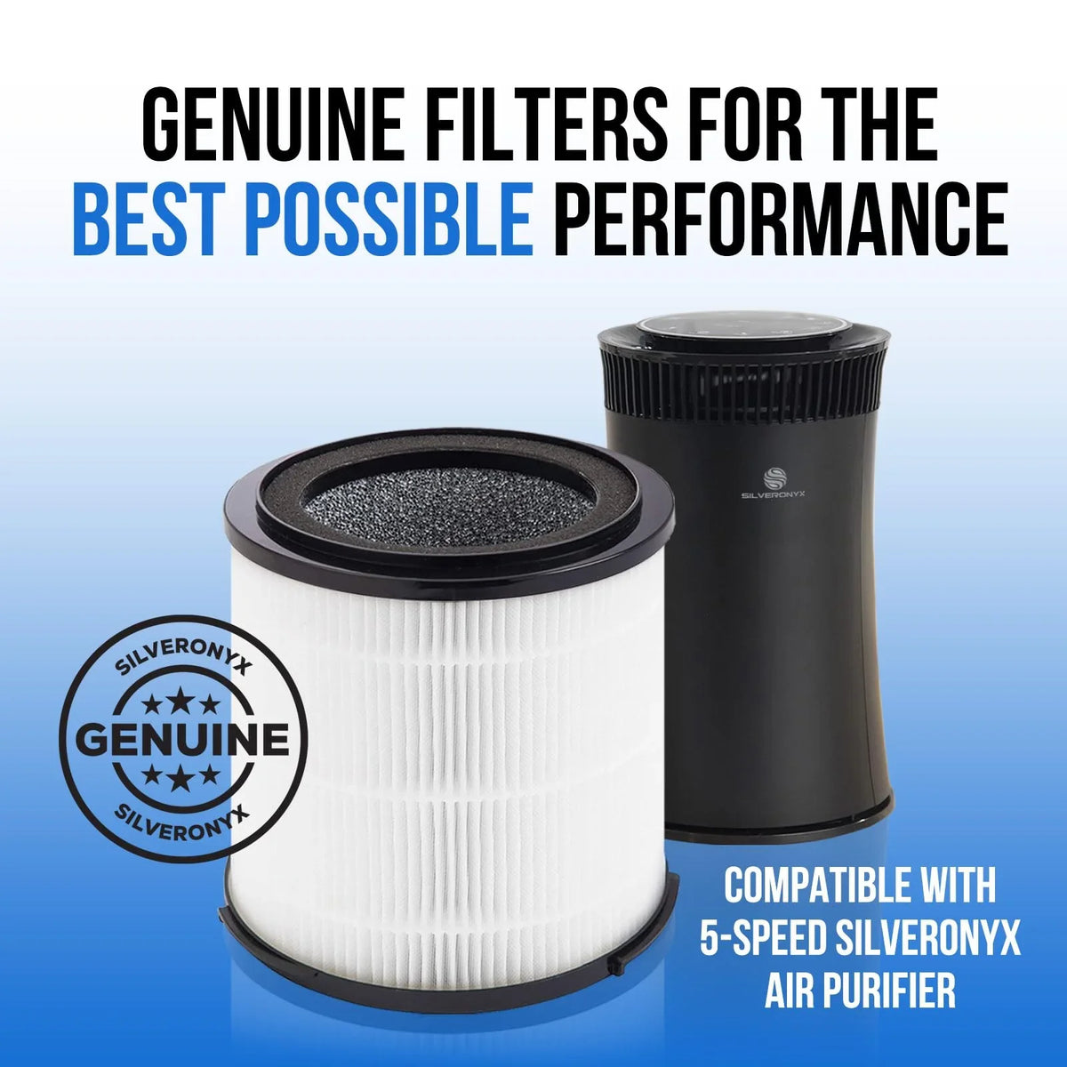 HEPA Filter Replacement Filter SilverOnyx (5-Speed), H13 True HEPA Filter Replacement for Air Purifier for Large Room, Home, Bedroom, Dust, Smoke & Pet Dander - H13 HEPA Filter Replacement - Black