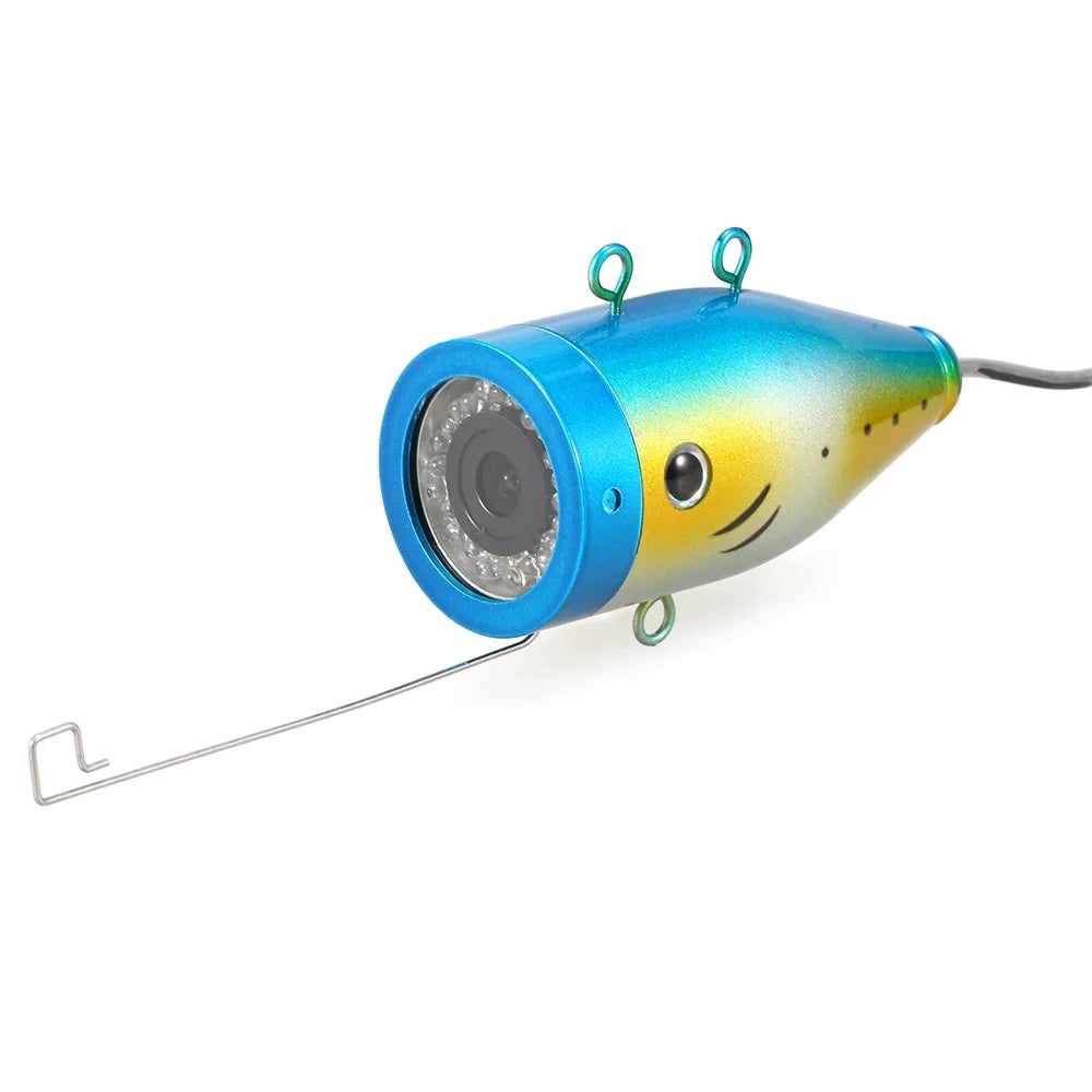 1200TVL Fluid Fishing Camera 24 LEDs Night Vision Liquid Fish Shape Boat Ice Fishing Camera Accessories with 15m/30m/50m Cable