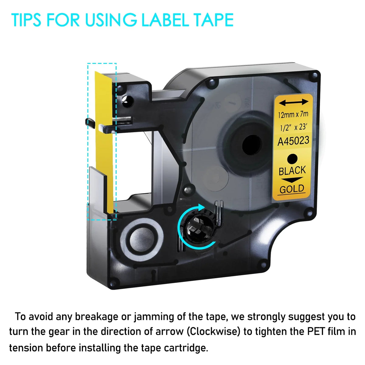 GREENCYCLE 20PK Compatible for DYMO D1 Label Tape 45023 12mm 7m Black on Gold for LabelManager LabelPoint LabelWriter Label Maker