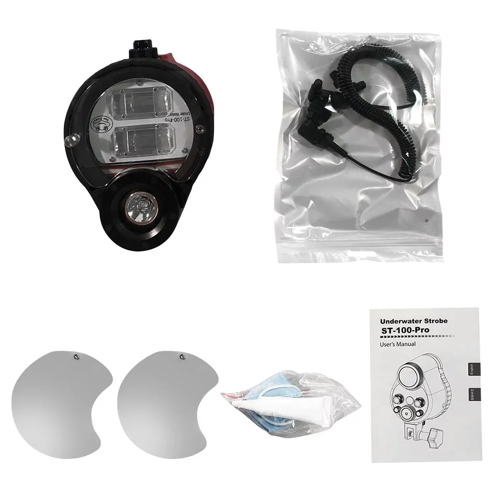Sea frogs ST-100-Pro Flash Strobe Diving Liquid Max. 100m328ft 5600K with Optic Cable Housing Diving Case for Fluid Photography