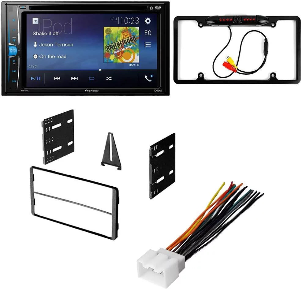 KIT2491 Bundle With Pioneer AVH-241EX Multimedia DVD Car Stereo Install Kit with Receiver - For 2004 Ford F-150 Heritage / Bluetooth Monitor Backup Camera, Double Din Mounting Dash Kit (4Item)