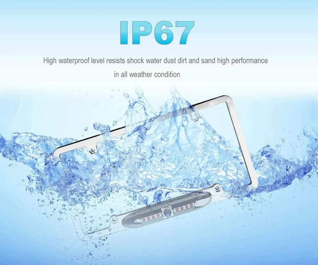 Liquid Night Vision License Plate Frame Car Rear View Backup Camera Silver
