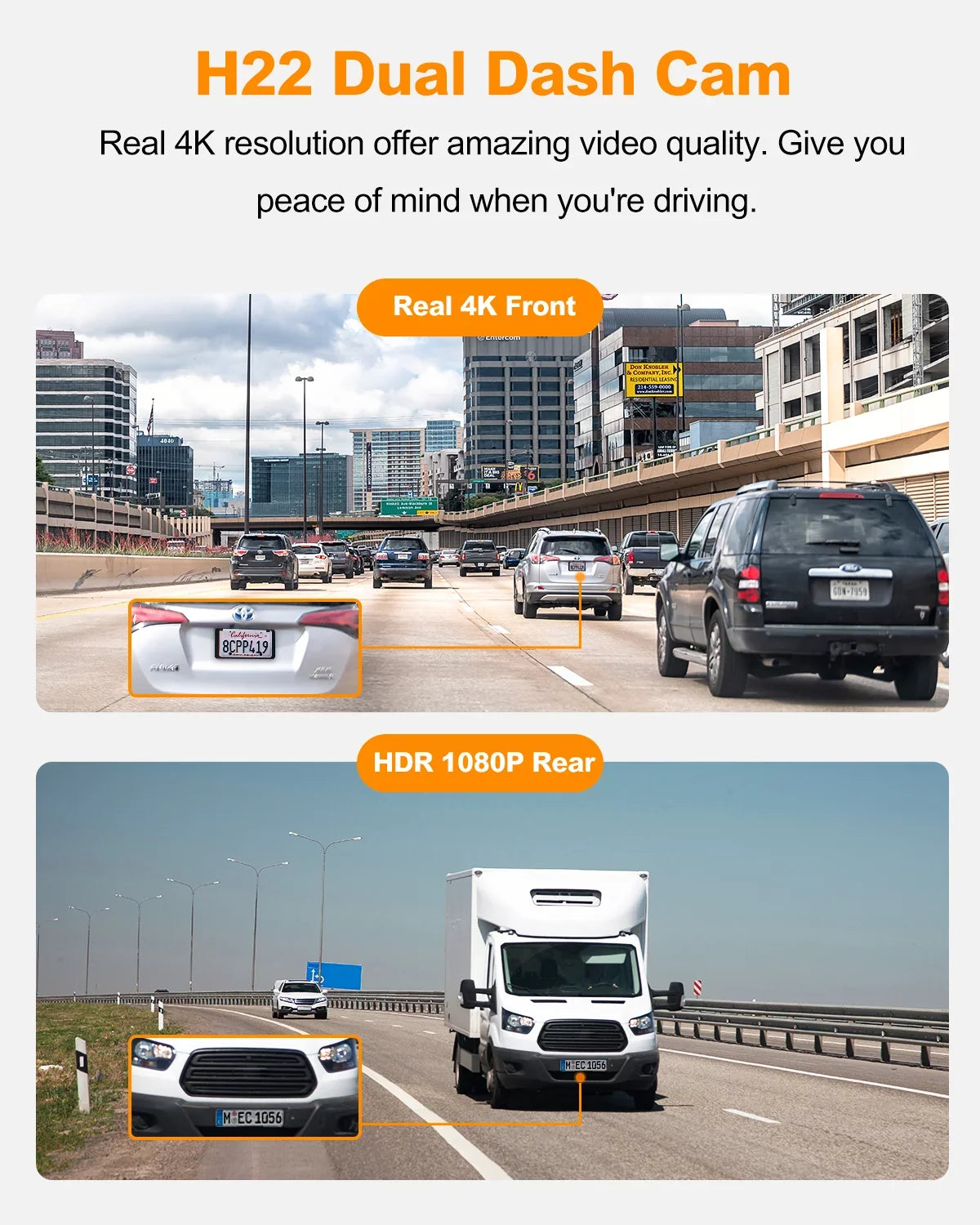 YEECORE Dual Dash Cam, Real 4K+1080P Front and Rear, Built-in WiFi GPS, 3" IPS Display HDR Night Vision, 24H Parking Monitor, 157°Wide Angle Dash Camera for Cars, G-Sensor, Loop Recording