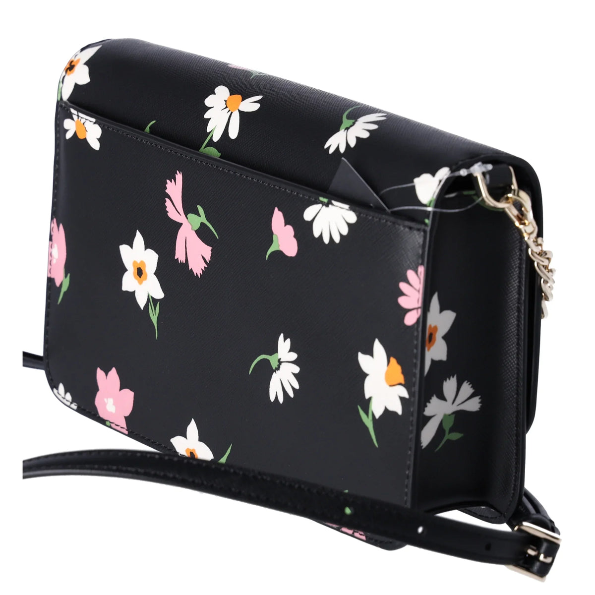 Kate Spade Madison Black Floral Waltz Flap Convertible Crossbody KF441
