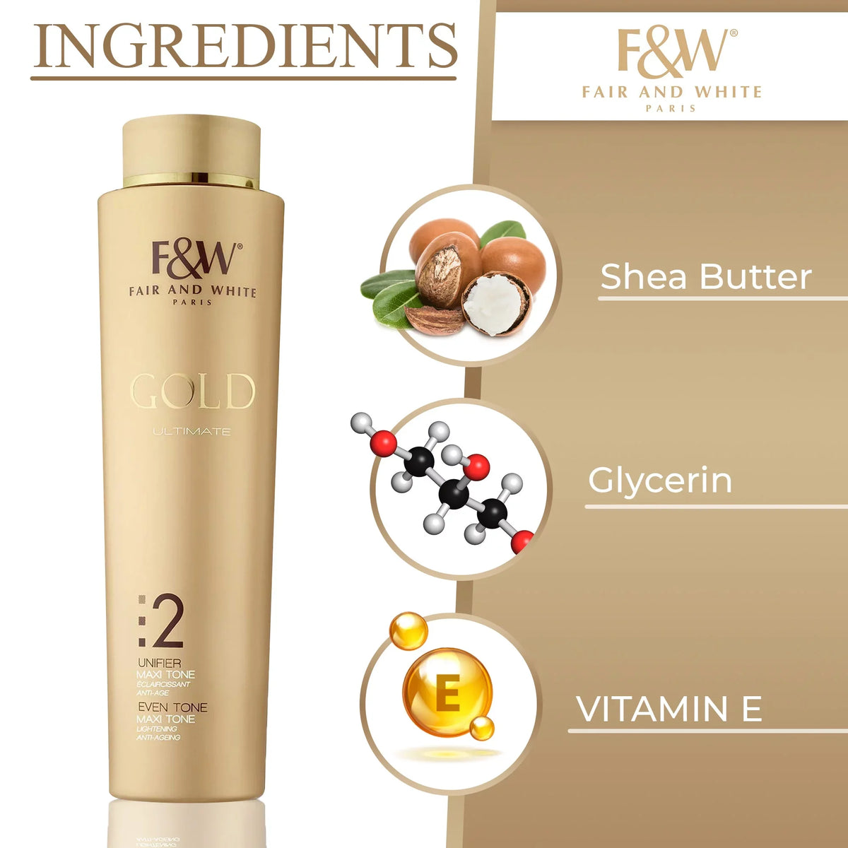 Fair & White Gold 2 Maxi Tone Body Lotion - 350ml/11.8 fl oz - Rejuvenates Skin, Suitable for All Skin Types