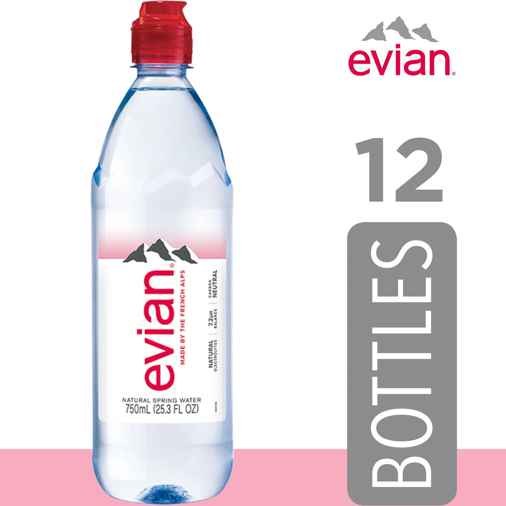 evian Natural Spring Fluid 25.36 Fl Oz, 12 Count Bottles