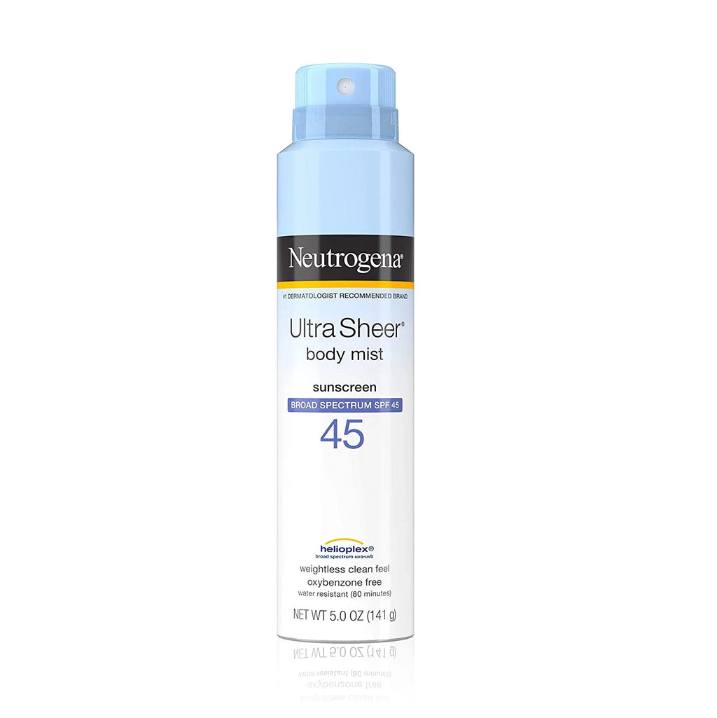 Neutrogena Ultra Sheer SPF 45 Body Mist Full Reach Spray, 5 Ounce