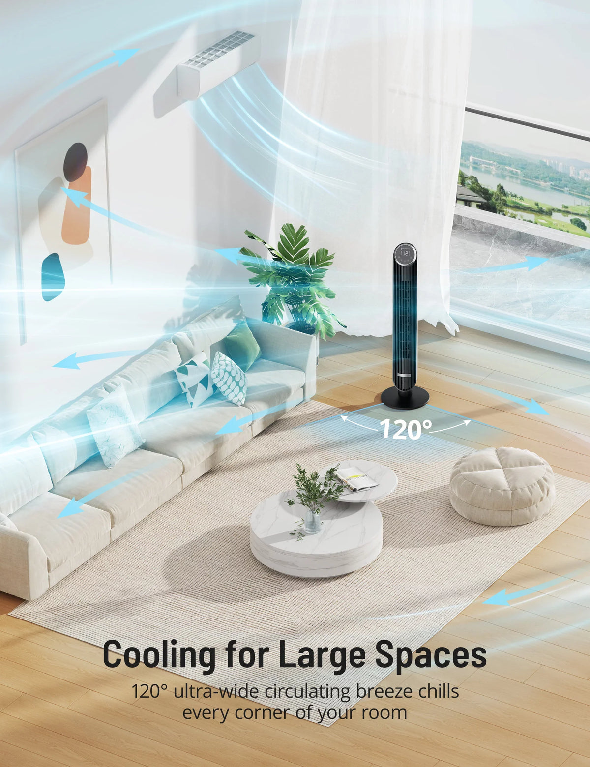 Tower Fan, TaoTronics 42" Bladeless Fan with Remote, 120° Oscillating Fan, 12 Speeds, 4 Modes, Dustproof Mesh Filter, 12H Timer, Standing Fan for Home, Office
