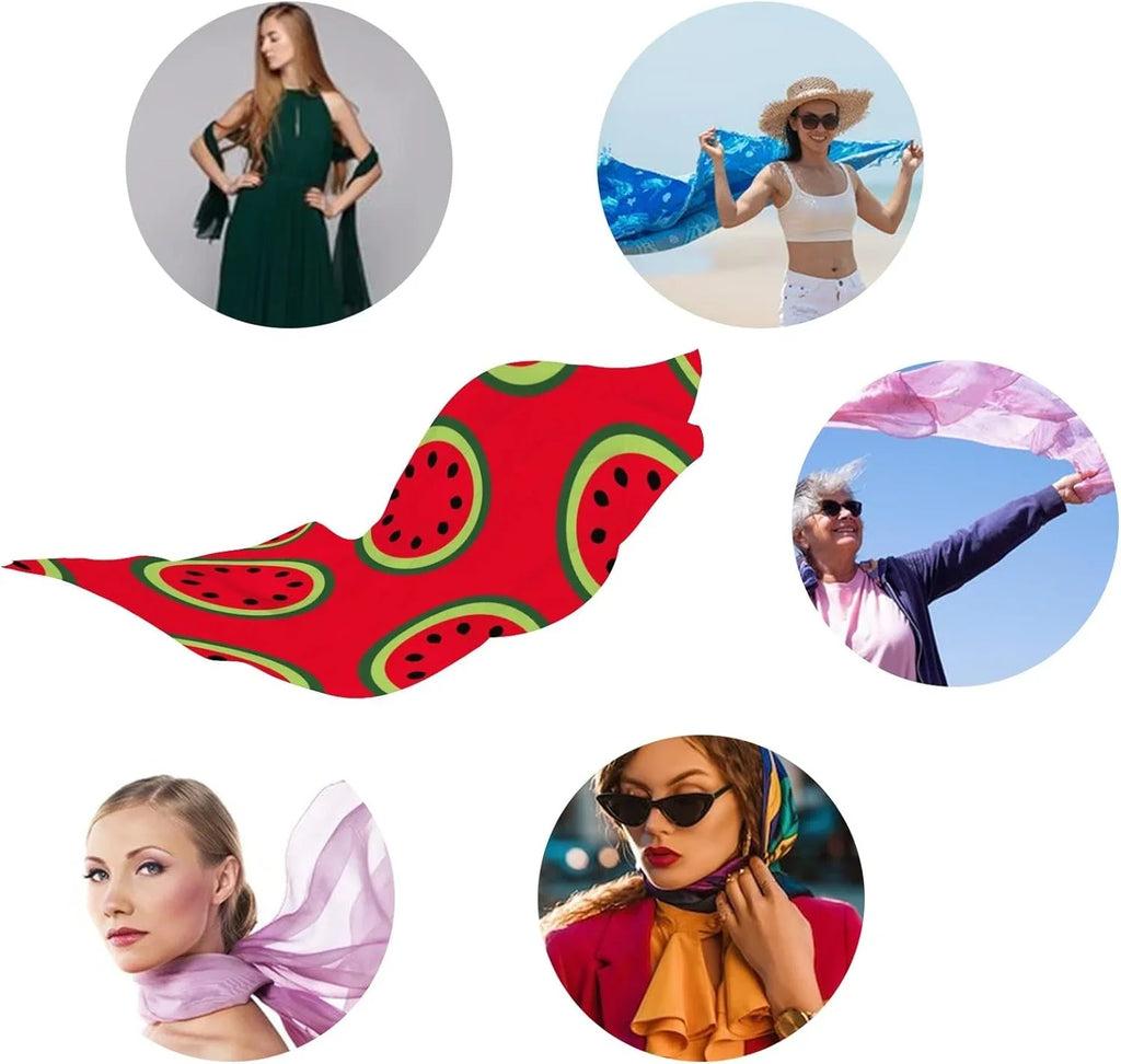 Hyjoy Fluid Pattern Long Silk Neck Scarf Lightweight Shawl Wrap Scarves for Women Girls