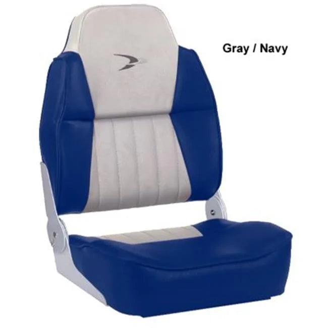 Premium Folding Fishing Chairs - Deluxe High-Back Seat - Model WD640PLS - Gray-Navy