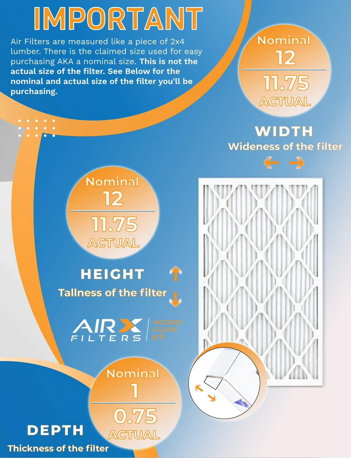 12x12x1 Air Filter MERV 11 Rating, 12 Pack of Furnace Filters Comparable to MPR 1000, MPR 1200 & FPR 7 - Made in USA by AIRX FILTERS WICKED CLEAN AIR.