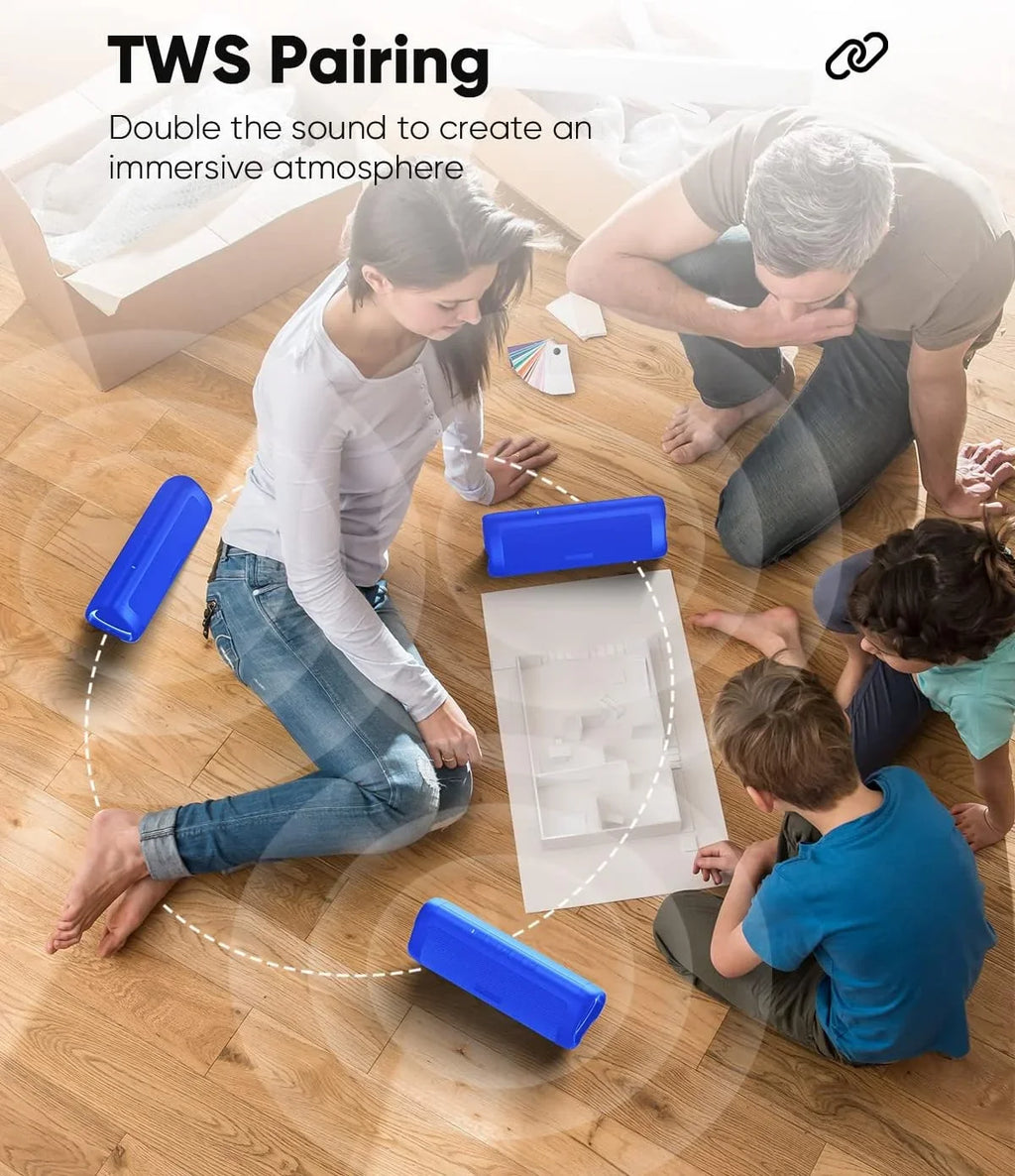 Bluetooth Portable Speakers with HD Sound, IPX5 Liquid Up to 24H Playtime, TWS Pairing, BT5.3,