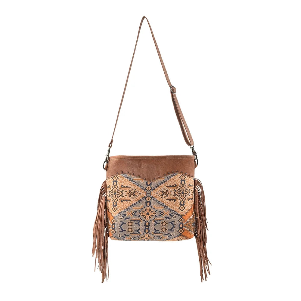 KB OHLAY KB209 Cross Body Upcycled Canvas Genuine Leather women bag western handbag purse