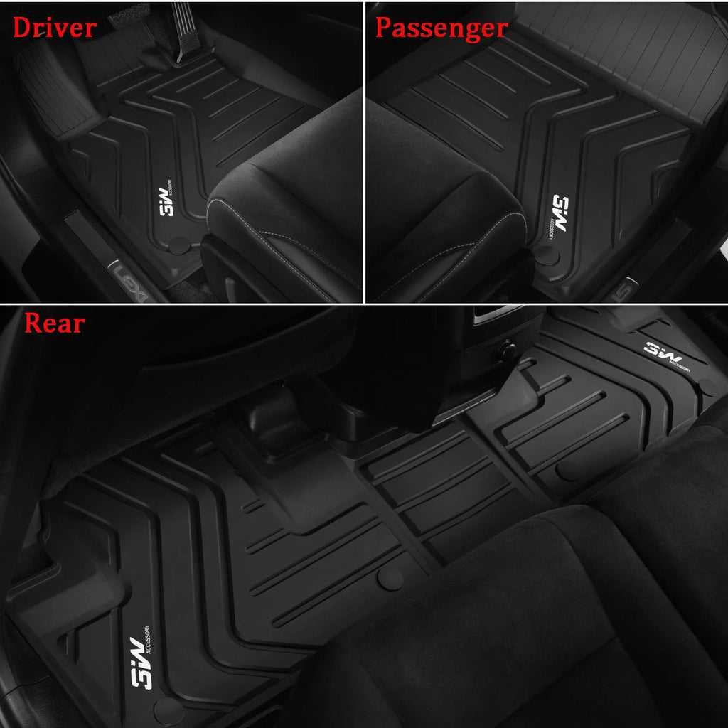 3W Floor Mats Set for Lexus RX (2016-2020) - All Weather Custom Fit Car Floor Mats with Odorless TPE Heavy Duty Carpet Liner for Lexus RX350 RX450h, Black