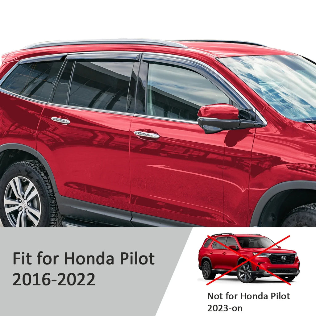 Voron Glass Tape-on Extra Sturdy Rain Guards for Honda Pilot 2016-2022, Window Deflectors, Vent Window Visors, 6 Pieces - 100488