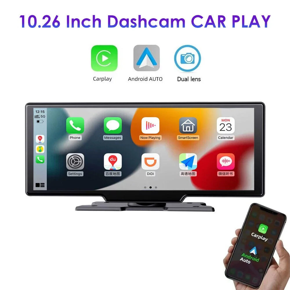 Jahy2Tech 2K Wireless 10.26'' Touch Display Dual Channel Wifi Car DVR Dash Camera Android Auto ".
