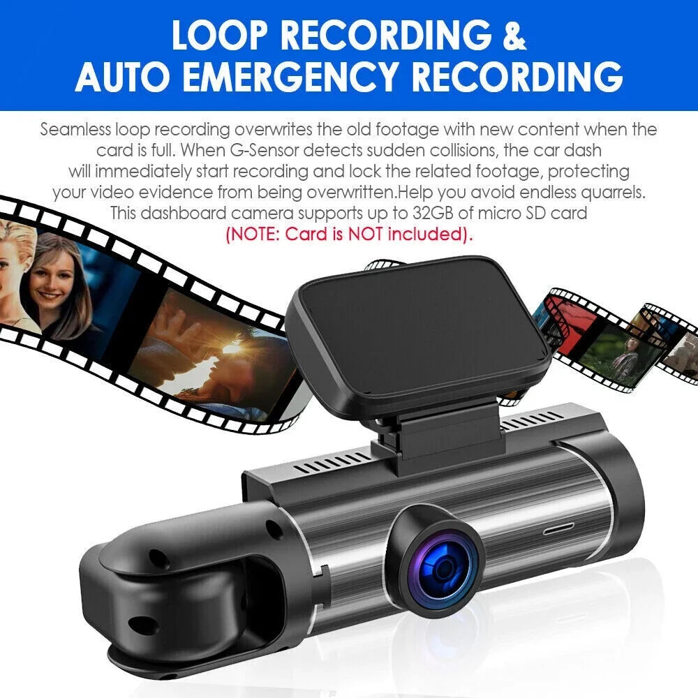 Paddsun Car DVR Recorder - 3.16-Inch Night Vision Dual Lens Camera for Enhanced Safety
