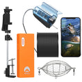 Carevas 1080P Fluid Fishing Camera with APP Control Fishing Live Video Camera Fish Finder with 50M Cable Mobile Phone Holder Bait Cage Carry Case for Ice Lake Sea Boat Kayak Fishing