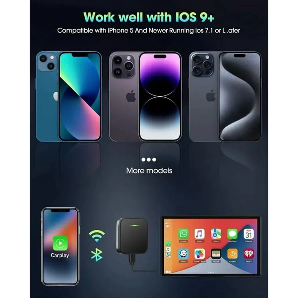 For iOS Car Auto Navigation Player Wireless Carplay Adapter Box Dongle, Black