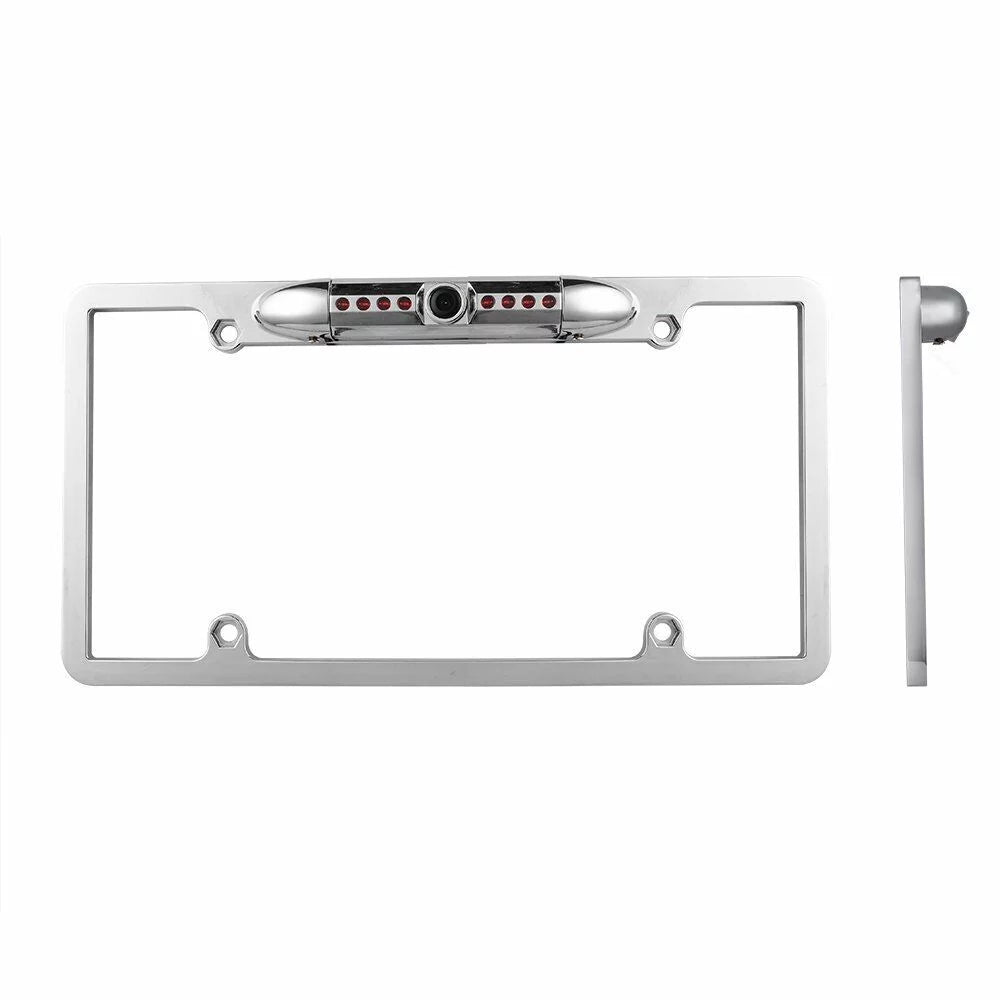 Liquid Night Vision License Plate Frame Car Rear View Backup Camera Silver