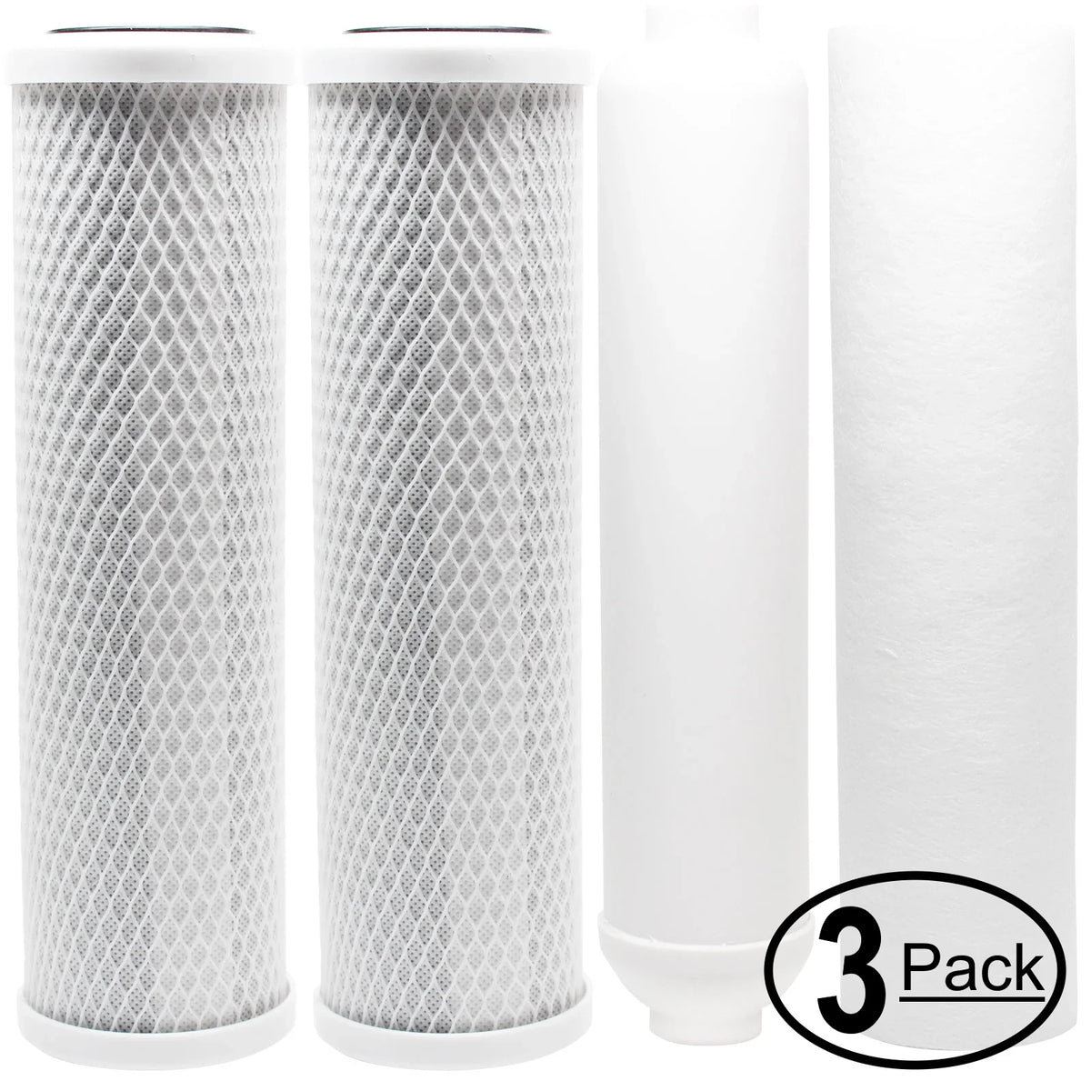 3-Pack Replacement for Filter Kit for APEC ROES-PH75 RO System - Includes Carbon Block Filters, PP Sediment Filter & Inline Filter Cartridge - Denali Pure Brand