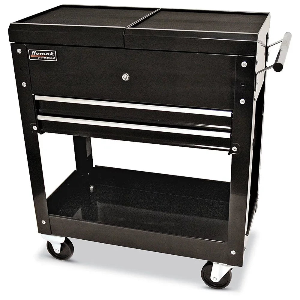 Homak BK06022704 27"" 2-Drawer Tool Cart W/ Sliding Top