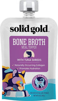 Solid Gold Bone Broth Meal Toppers for Cats - Nutrient Rich Wet Cat Food Meal Toppers with Tuna Shreds to Promote Hydration - Easy to Serve Grain Free Cat Food Gravy 12 Pack