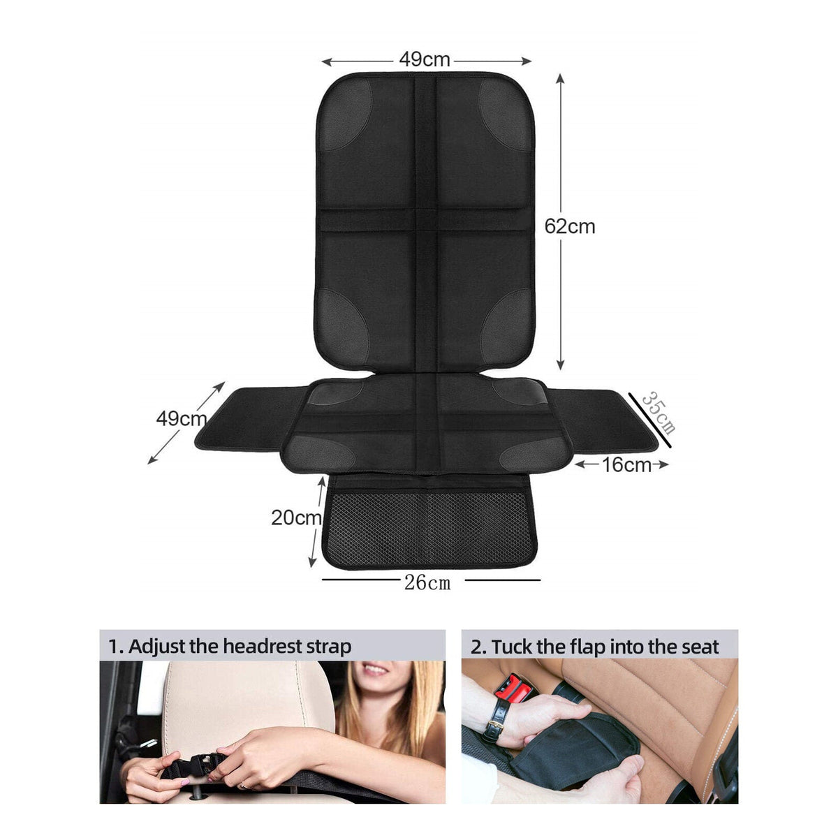 Baby Car Seat Protector Slip-Proof Wear-Resistant Back Seat Cover Mat with Organizer Pocket