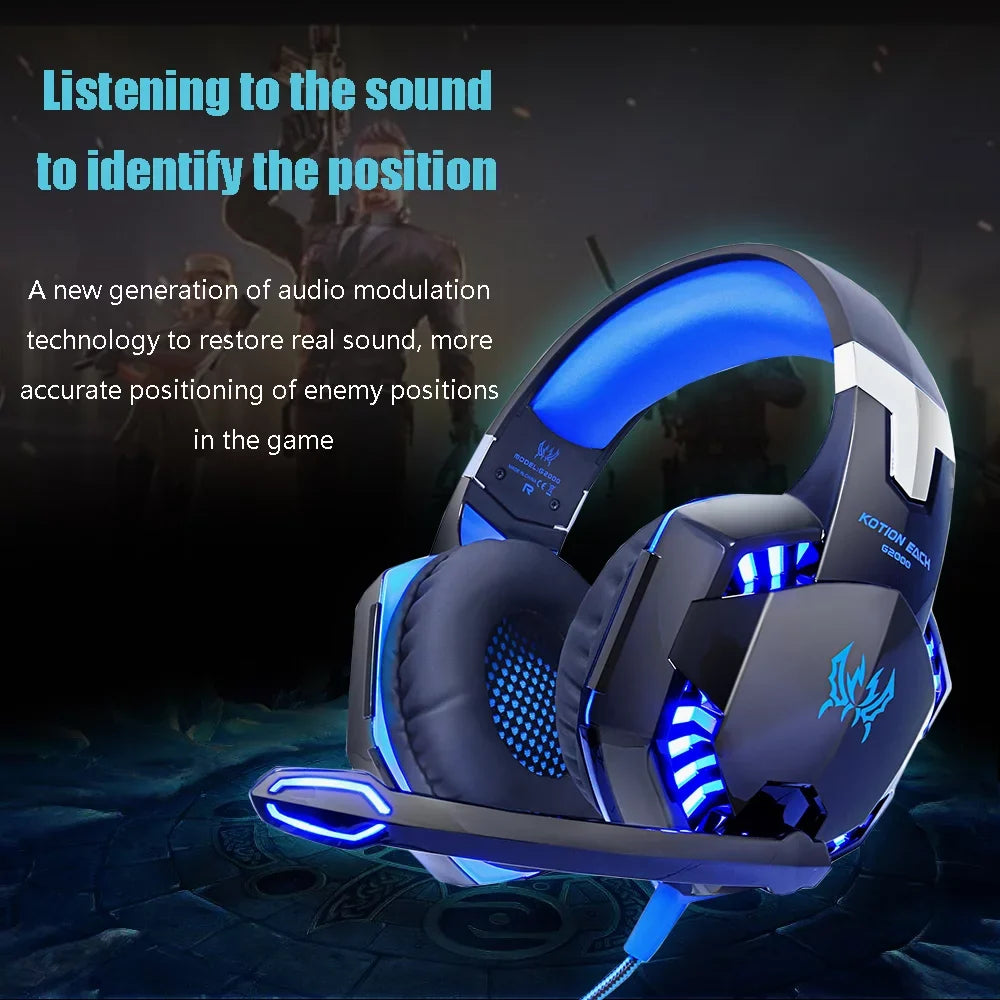 KOTION EACH KOTION EACH G2000 3.5mm Gaming Headset Noise Reduction for PC Mobile pc Smartphone with Audio Adapter Cable