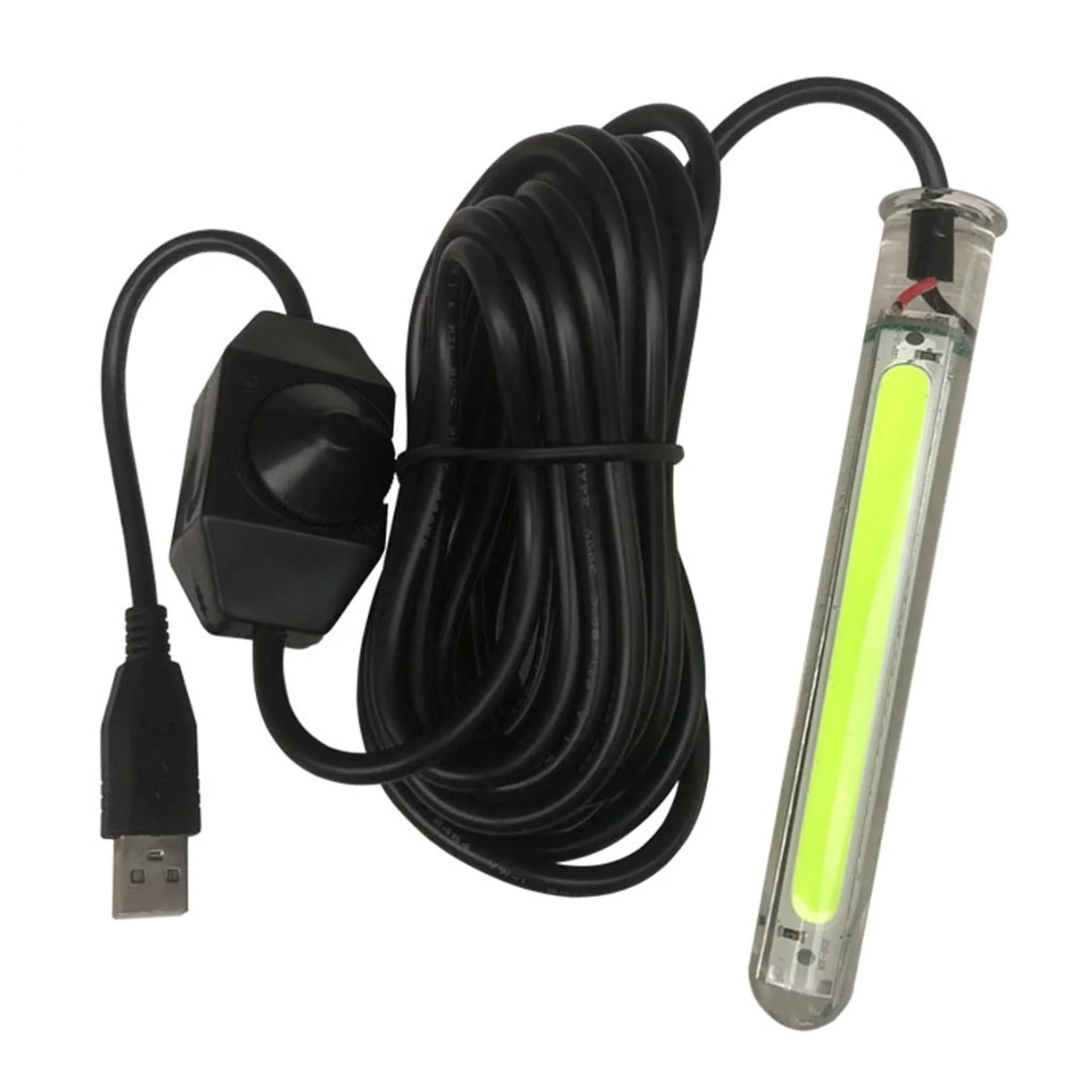 FSLiving USB LED Charging 5V Fluid Fishing Light Fish Attracting Light,Night Fishing Light Portable Dimmable Submersible Fishing Light 20W Finder for Camping 16.4ft - Green