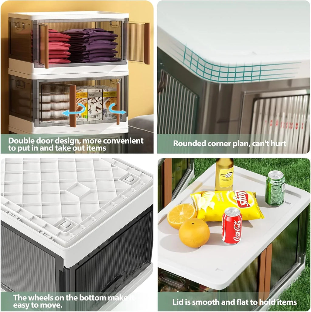 Storage bins,plastic storage bins with lids-76Quart large foldable storage Tough stackable storage drawers for bedroom, hall, kitchen, RV, office(3Packs)