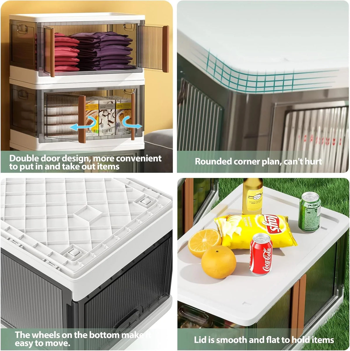 Storage bins,plastic storage bins with lids-76Quart large foldable storage Tough stackable storage drawers for bedroom, hall, kitchen, RV, office(3Packs)