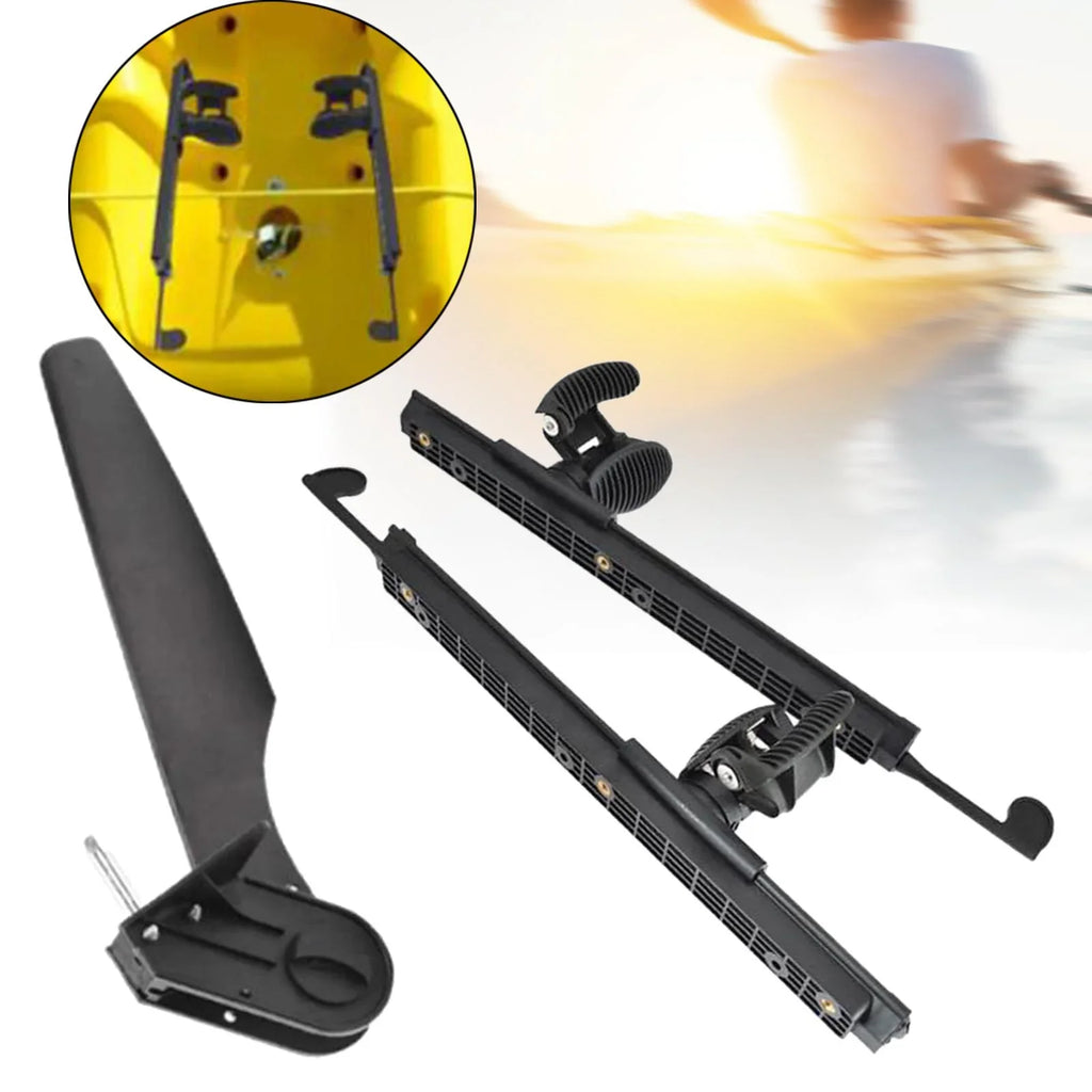 Tnarru Kayak Rudder Kayak Foot Pegs Boat Tail Fluid Rudder with Foot Brace Pedals for Fishing Boat Canoeing Marine Accessories
