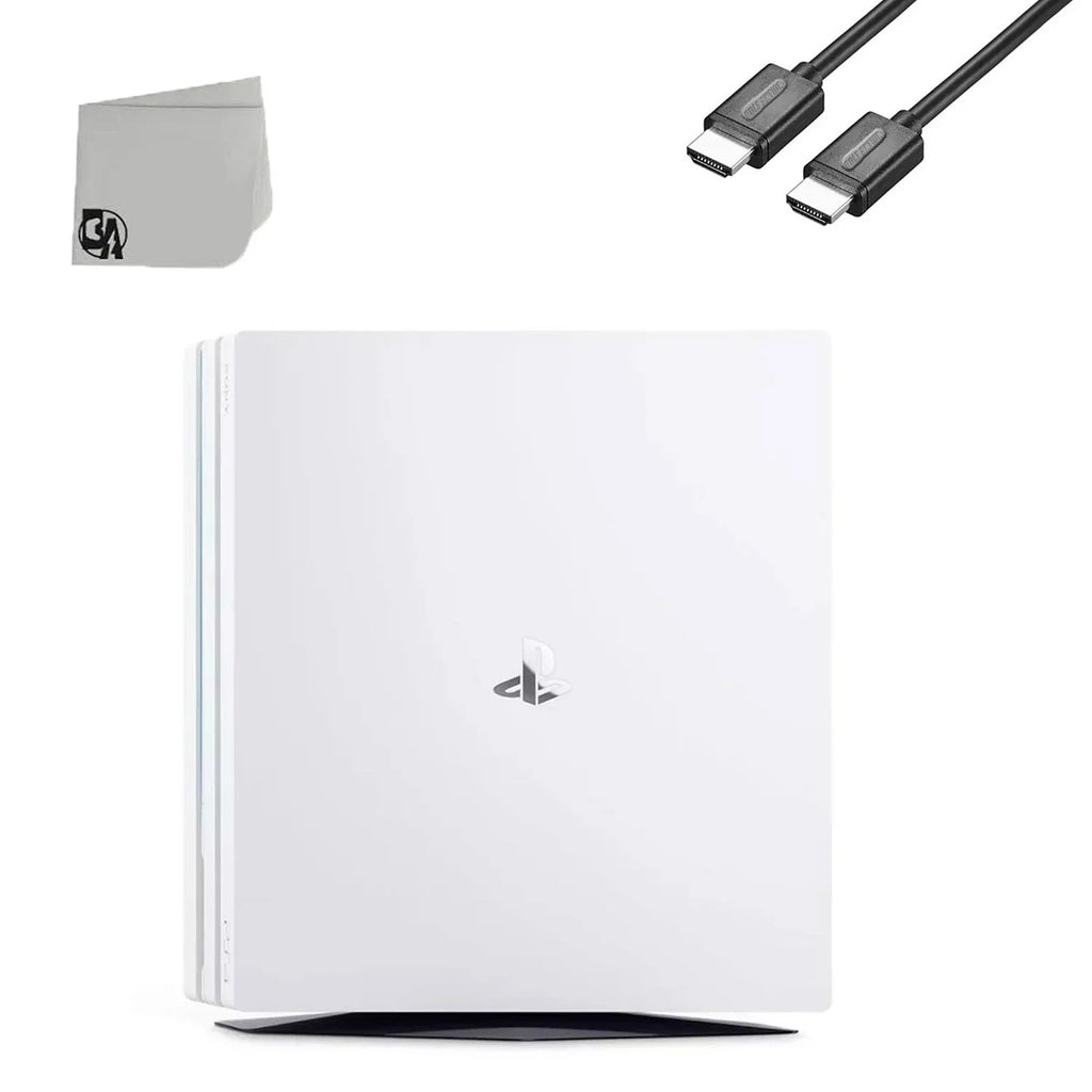 PlayStation 4 Pro 1TB Only White Gaming Console with HDMI Cable BOLT AXTION Bundle Like New